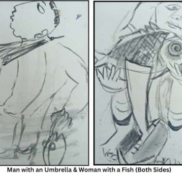 Man with an Umbrella & Woman with a Fish (Both Sides)