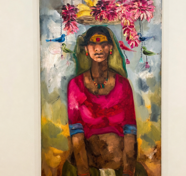 Women with a flower basket