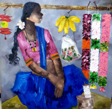 Badami Woman | 36 X 36 Inches