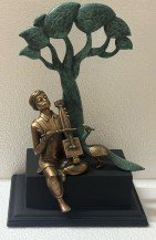 Musician with Tree & Pecock    | 12 X 8 in.