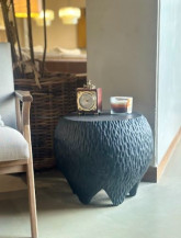 Nakashi Hand Chiseled End Table  | 18.50 h x 15.75 dia in.