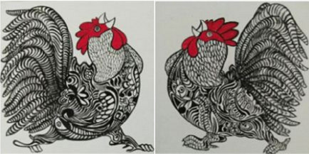 Rooster I & II | 8'' x 8'' each
