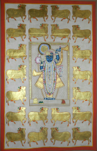 Shreenathji with Golden Cows (249) | 58.5 x 37.5 Inches