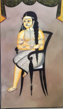 Woman sitting on a chair | 22 x 14 in