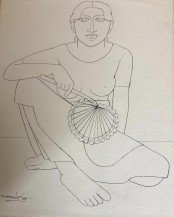 Woman with fan | 17 x 13 in.
